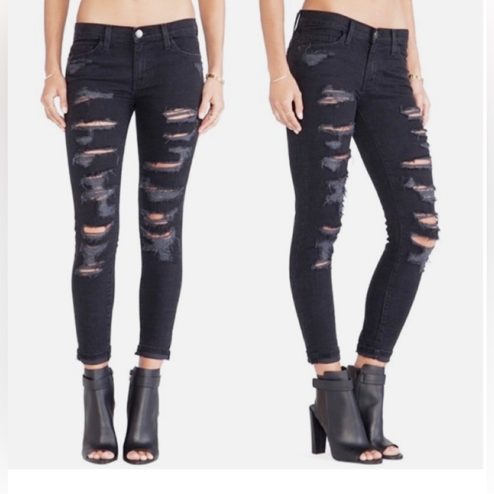 CURRENT/ ELLIOTT THE STILETTO BLK ripped skinny JEANS. 31